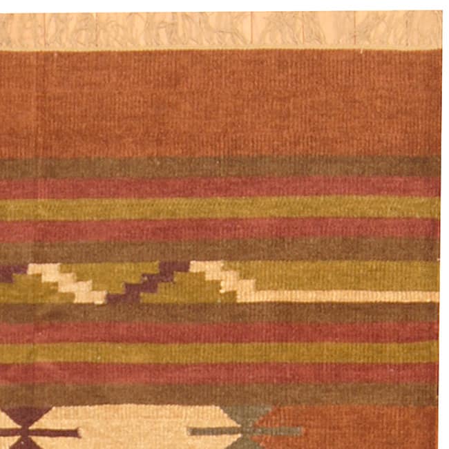 HERAT ORIENTAL Handmade 4' x 6' Chenille Geometric Kilim Rug - 4' x 6'