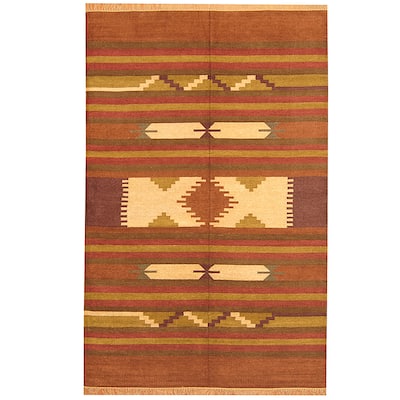 HERAT ORIENTAL Handmade 6' x 9' Chenille Geometric Kilim Rug - 6' x 9'