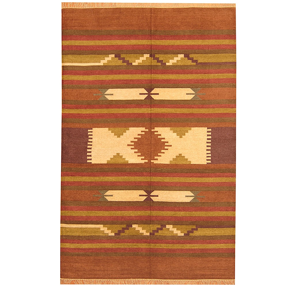 HERAT ORIENTAL Handmade 6' x 9' Chenille Geometric Kilim Rug - 6' x 9'