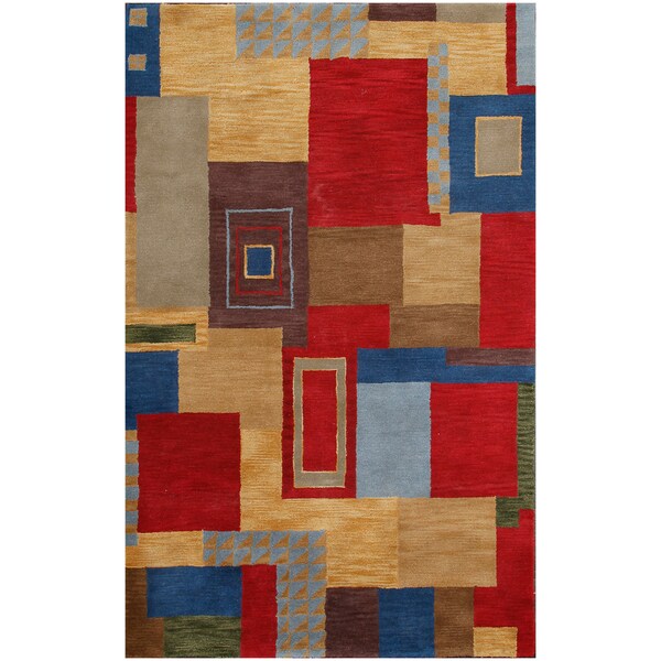Ken Multi Contemporary Wool Geometric Area Rug (5 x 8)   16862441