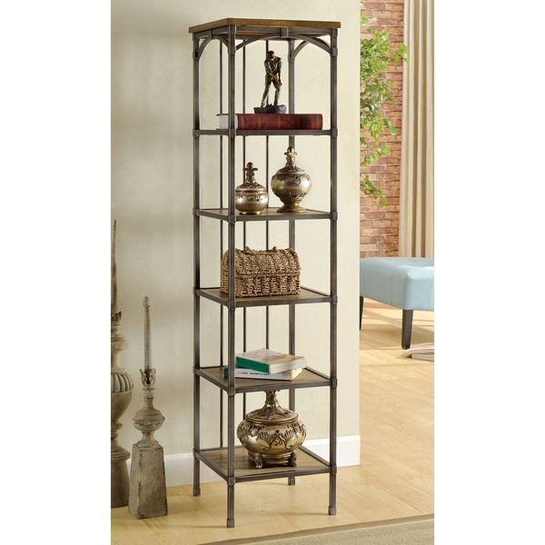 Furniture of America Nara Contemporary 6 Shelf Tiered Open Bookcase