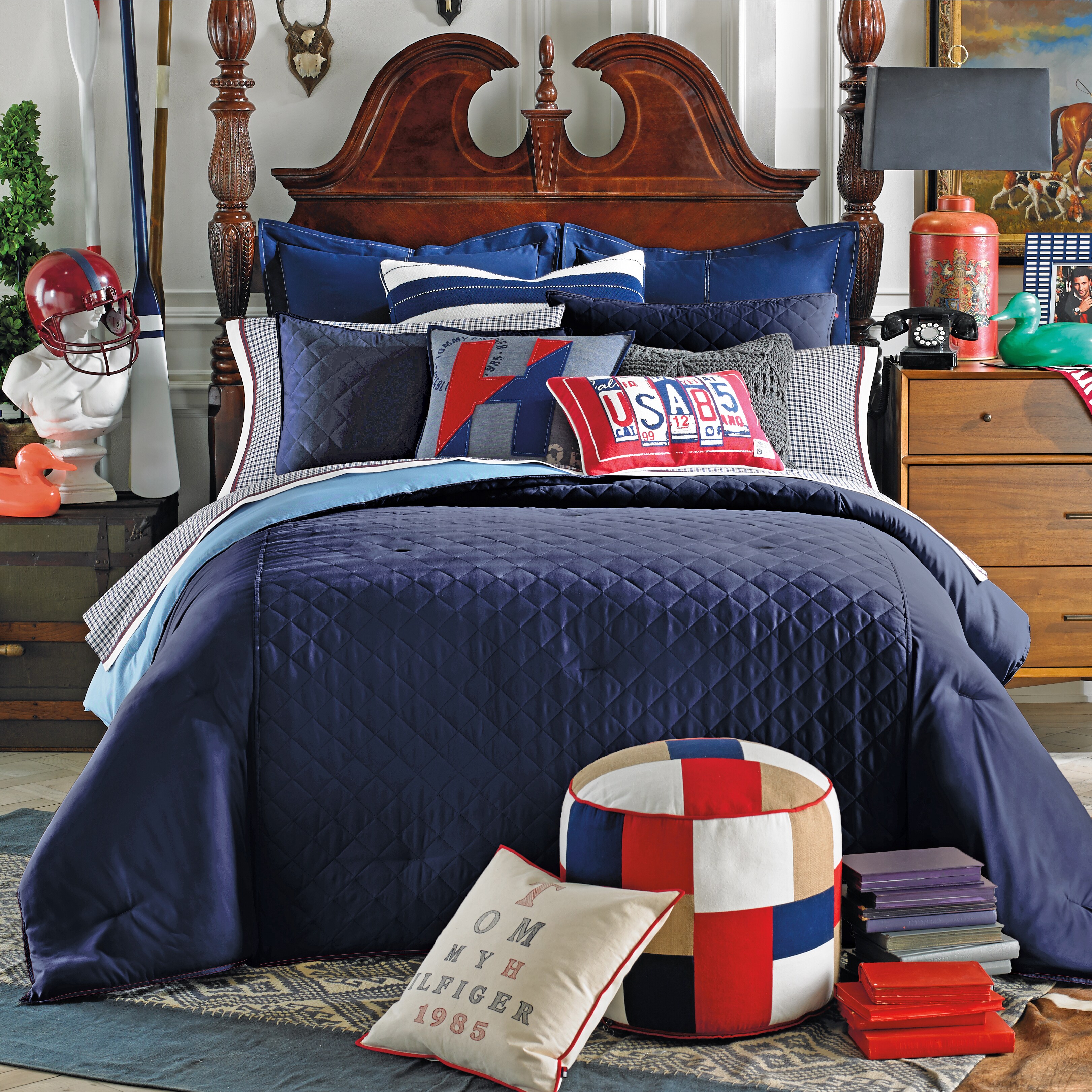Shop Tommy Hilfiger Prep Solid Midnight Comforter Free Shipping