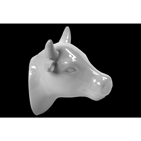 Ceramic Gloss White Finish Cow Head Wall Decor Free Shipping On