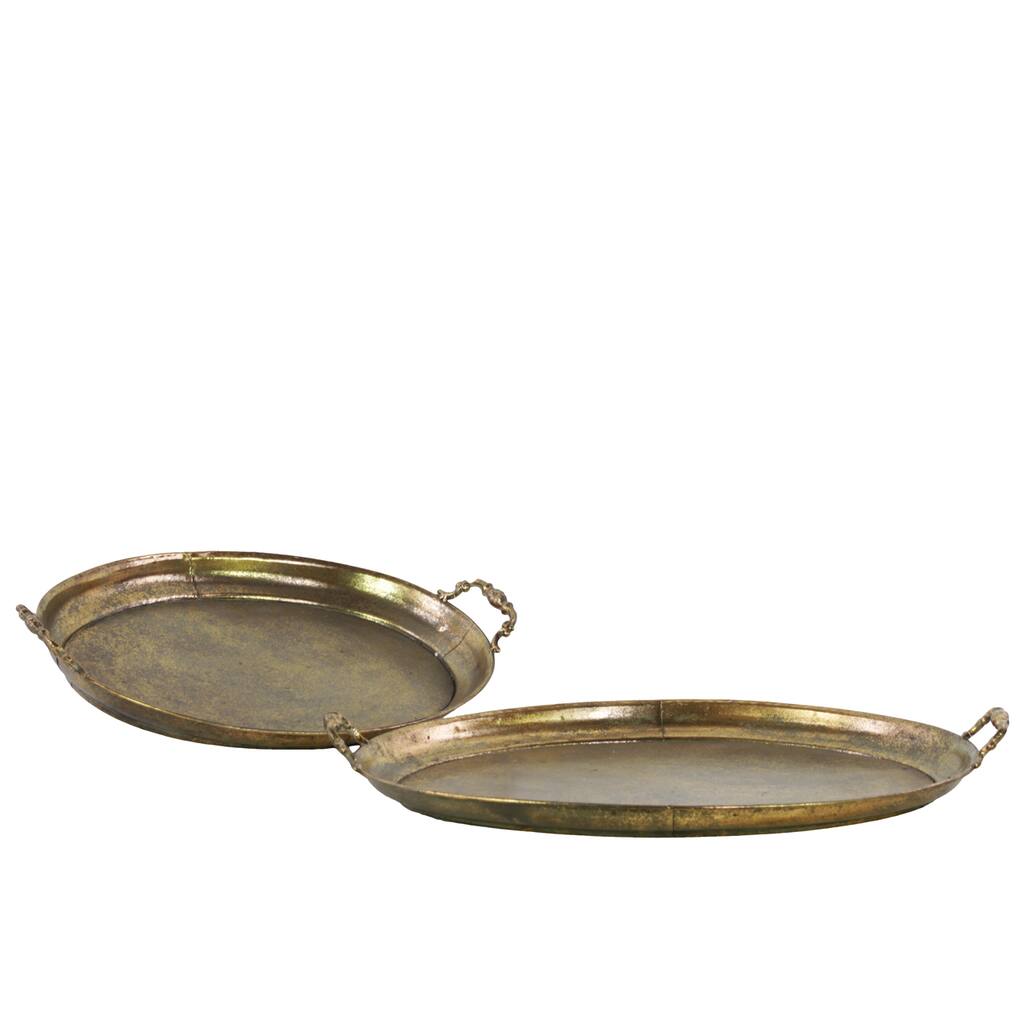 Gold Metal Trays Set of Two