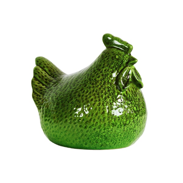 Gloss Green Ceramic Hen Decor LG