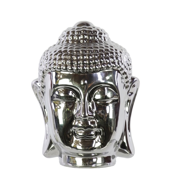 Chrome Silver Ceramic Buddha Head