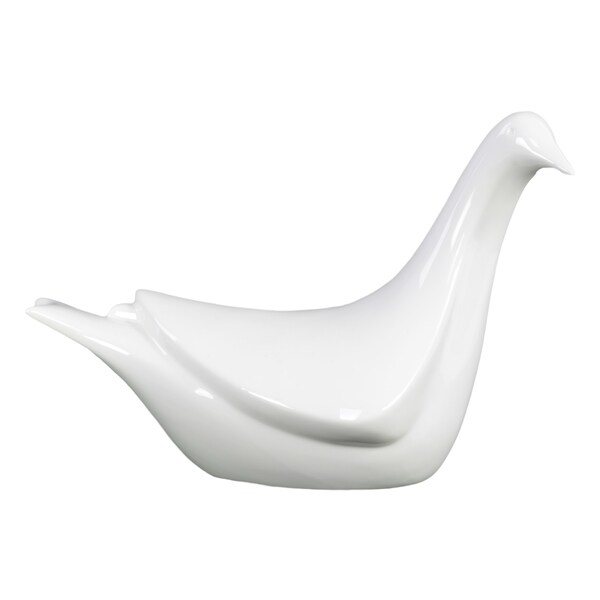 Gloss White Ceramic Abstract Bird Figurine   16863082  