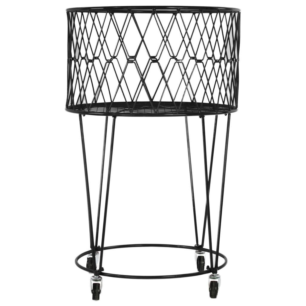 Black Metal Laundry Basket with Casters