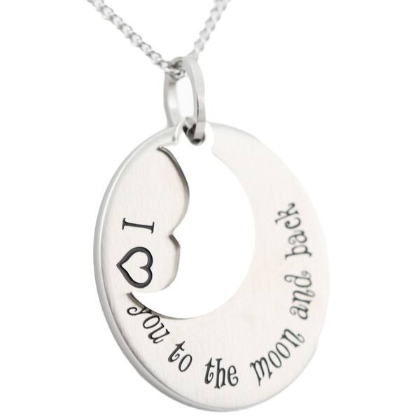 Stainless Steel I Love You To The Moon And Back Pendant On Sale Overstock Stainless Steel I Love You To The Moon And Back Pendant On Sale Overstock