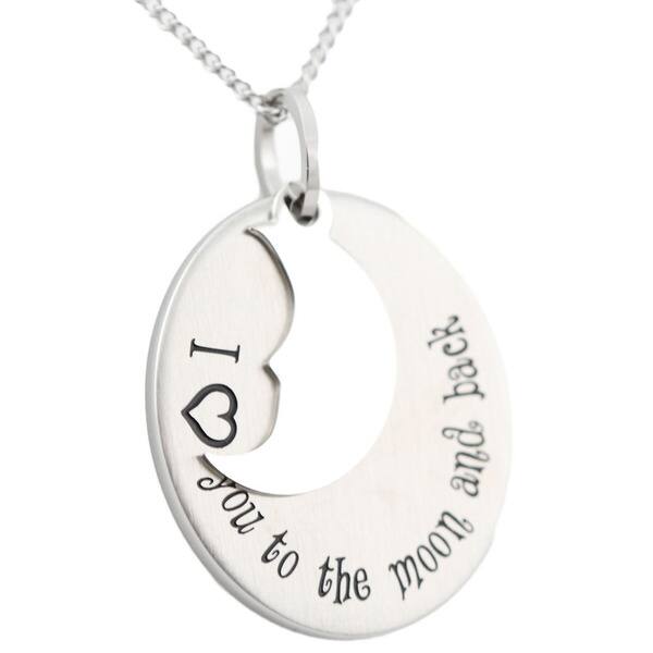 Stainless Steel I Love You To The Moon And Back Pendant On Sale Overstock