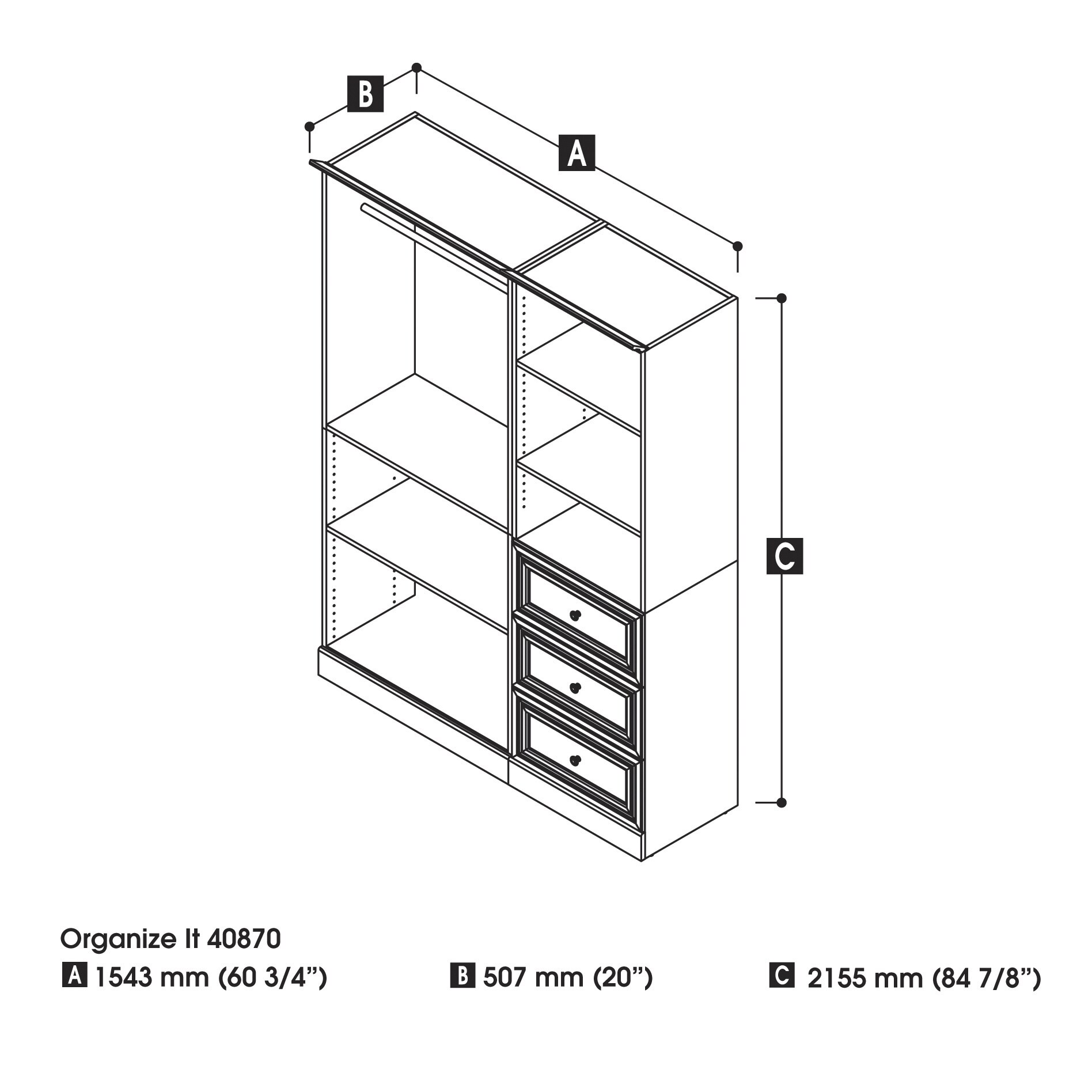 Bestar Versatile 36'' Corner Storage Unit in White