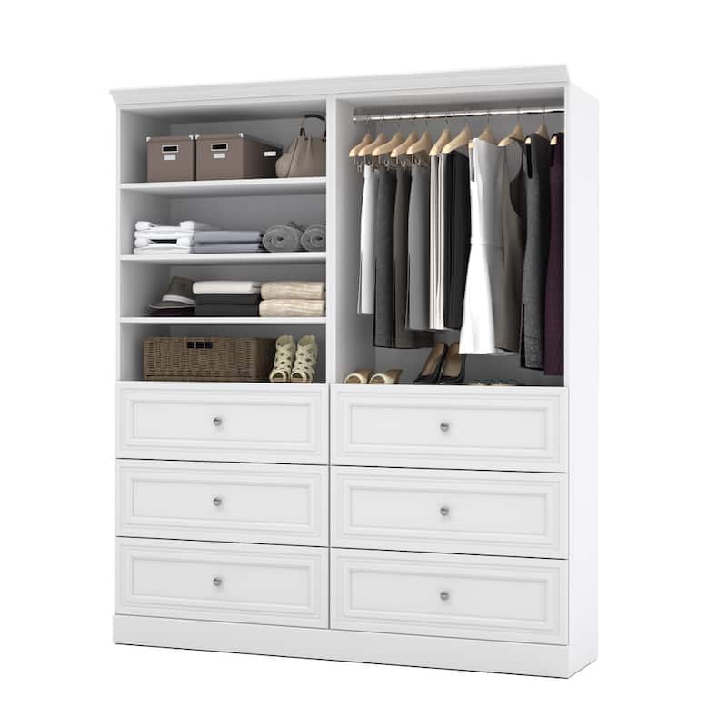 Versatile 72W Closet Organizer with Drawers and Wardrobe by Bestar - White