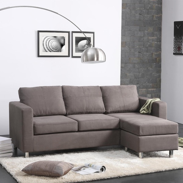 Shop Small Spaces Grey Microfiber Sectional Sofa - Free Shipping Today ...