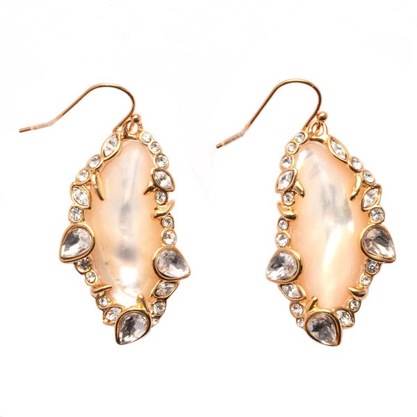 18k or 14k Solid Gold Mother of Pearl Earrings Oval Earrings Hook or Leverback