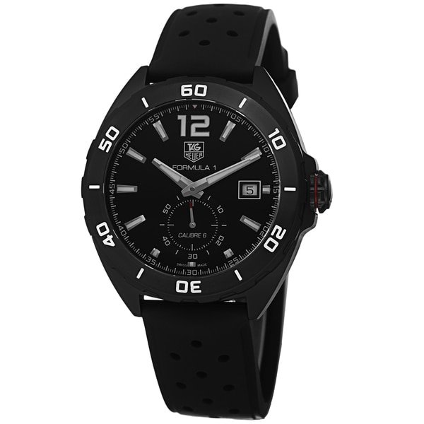 Tag Heuer Mens WAZ2112.FT8023 Formula 1 Black Dial Black Rubber