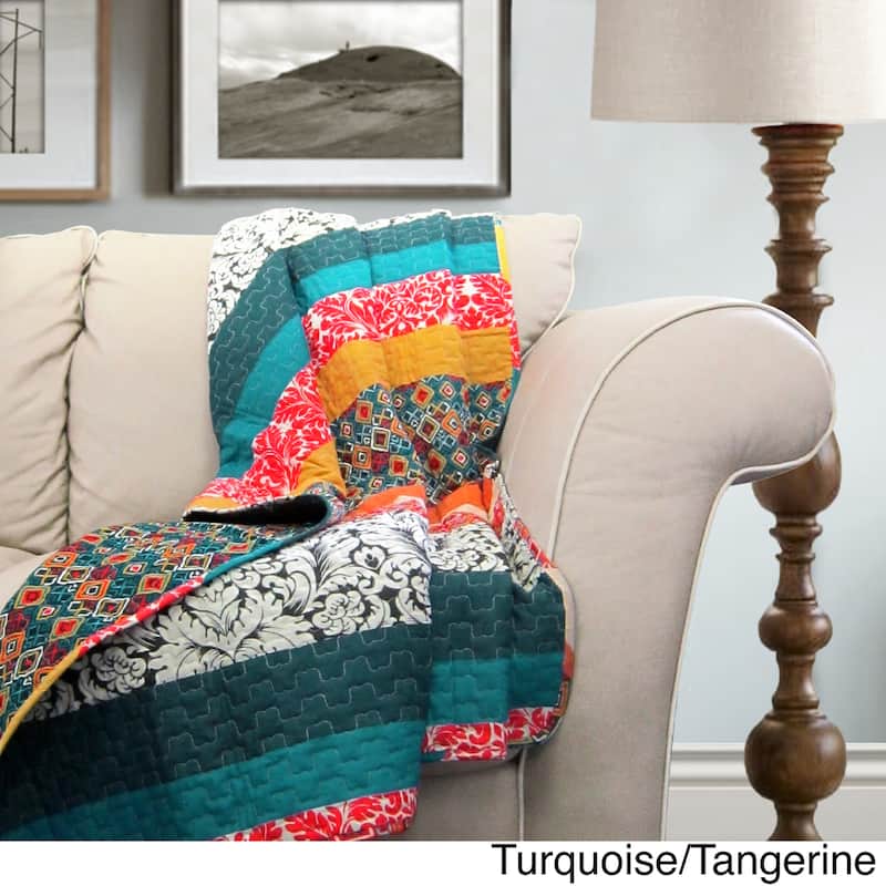 The Curated Nomad La Boheme Striped Quilted Throw - Green