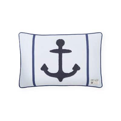 Tommy Hilfiger Navy Blue Embroidered Anchor Decorative Throw Pillow