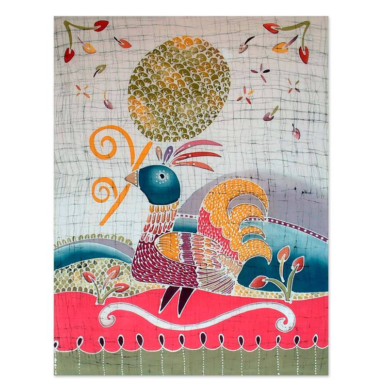 Handcrafted Cotton 'Cool Chick' Batik Wall Hanging (Thailand)