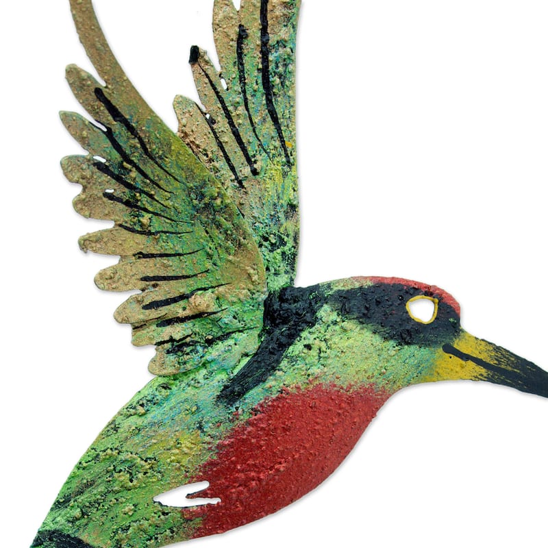 Little Emerald Indoor Outdoor Patio Garden Decorator Accent Red Green Yellow Painted Iron Metal Wall