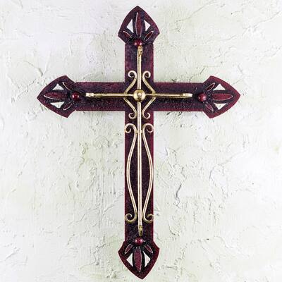 Handmade Iron 'Parish Church Cross' Wall Sculpture (Mexico)