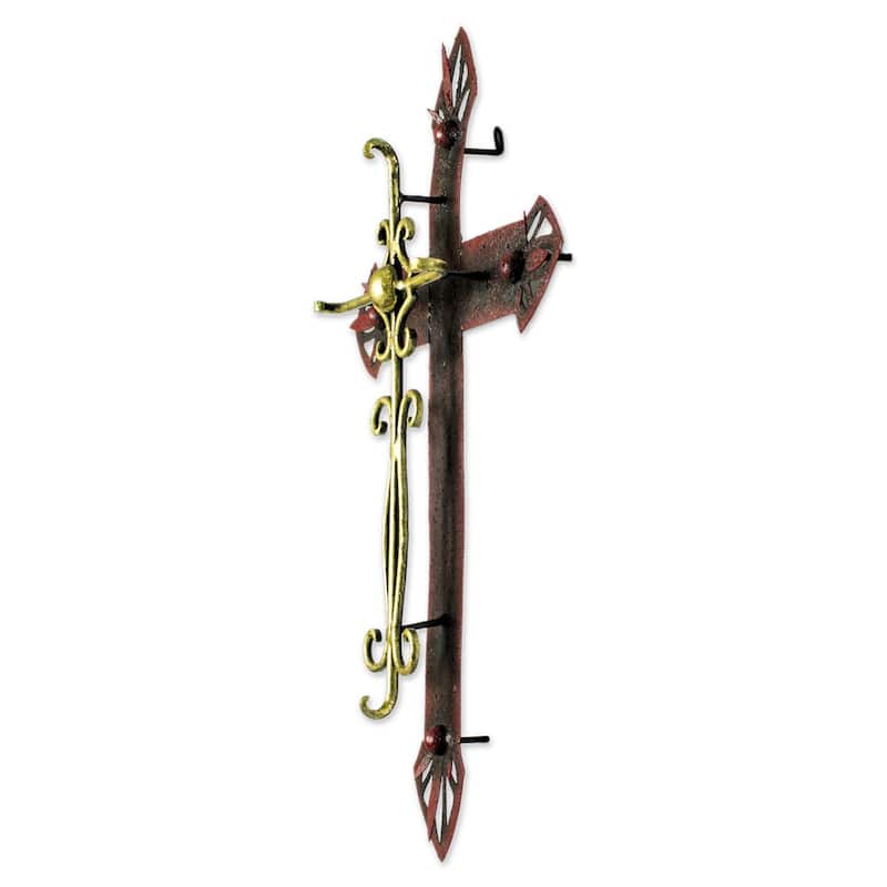 Handmade Iron 'Parish Church Cross' Wall Sculpture (Mexico)