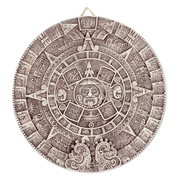 Handmade Ceramic 'Aztec Calendar in Beige' Plaque (large) (Mexico ...