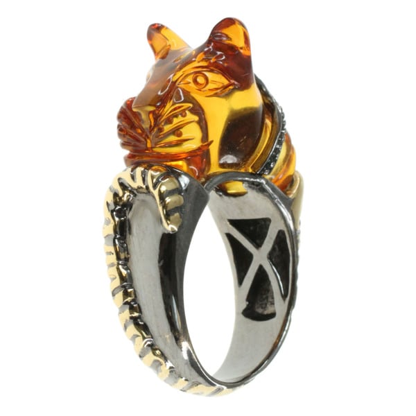 Michael Valitutti Two tone Bubbles Carved Citrine, Amber and Orange