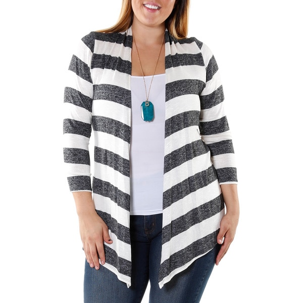 Shop Hadari Women's Contemporary Plus-size Striped Cardigan - Free ...