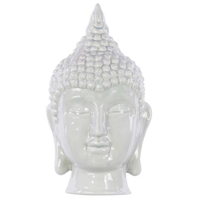 Grey Ceramic Buddha Head Decor Gloss