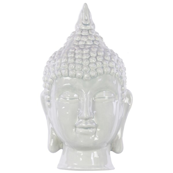 Grey Ceramic Buddha Head Decor Gloss