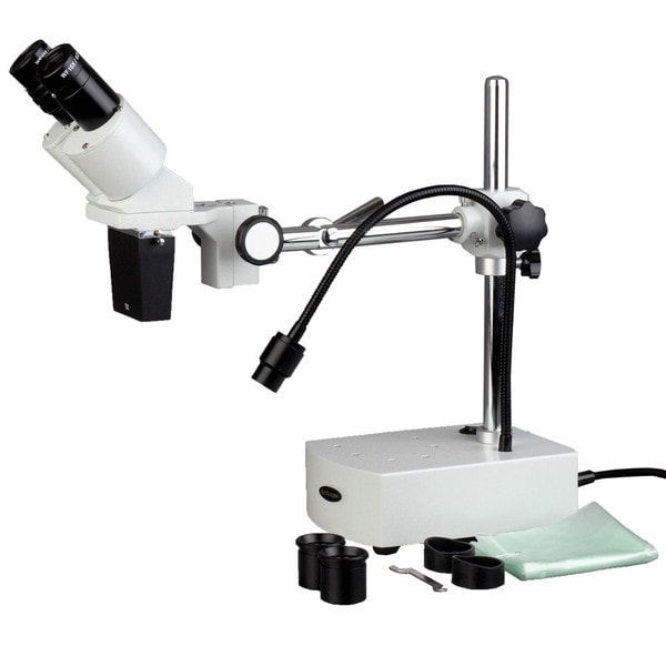 10X 15X Binocular LED Stereo Microscope Boom Arm with Gooseneck Light