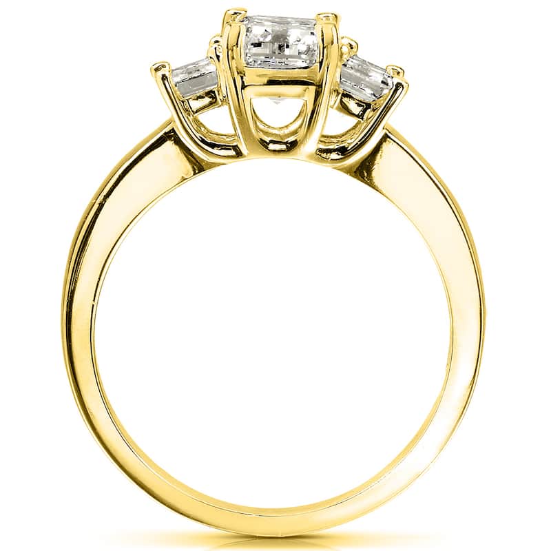 Annello by Kobelli 14k Yellow Gold 1 5/8ct CTW Emerald-cut Moissanite Three-stone Engagement Ring