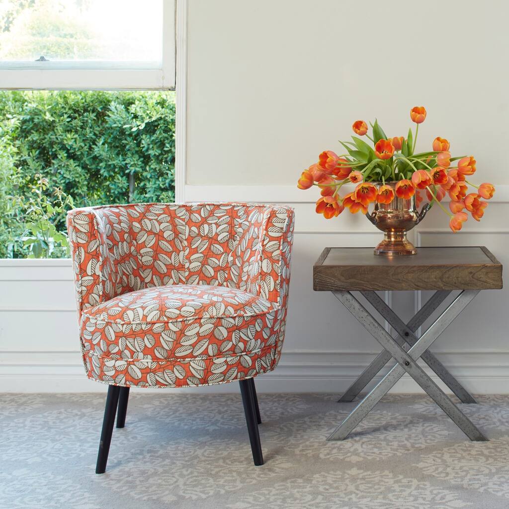 Handy Living Lily Autumn Orange Twin Leaf Trail Arm Chair