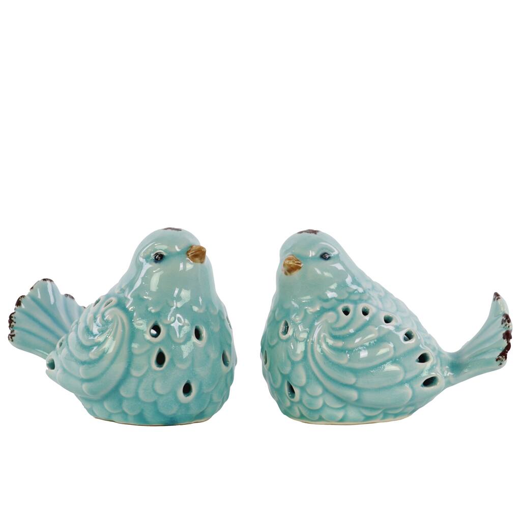 Sky Blue Porcelain Bird (Set of 2)