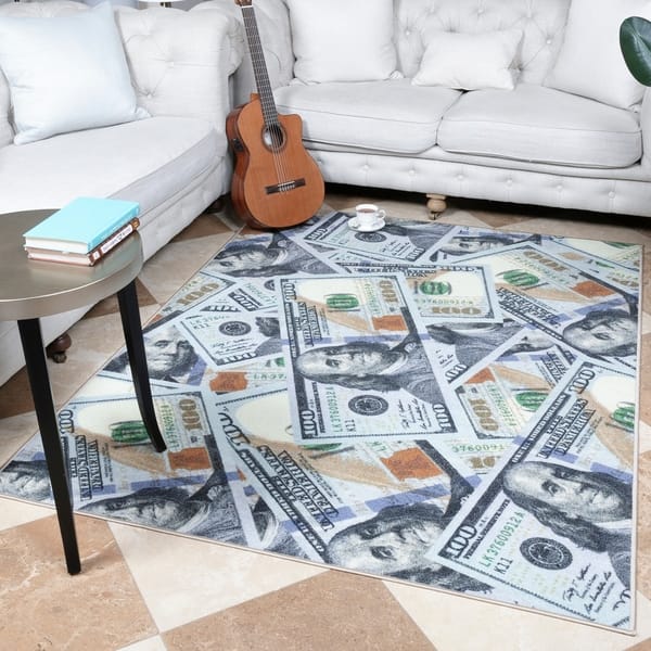 slide 2 of 17, Ottomanson Siesta 100 Dollar Bill Design Runner or Area Rug