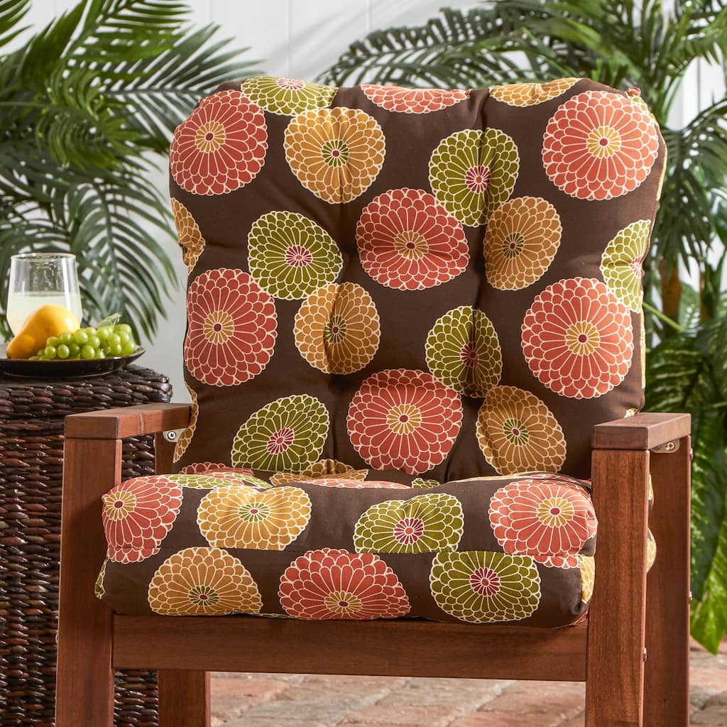 Outdoor Flowers on Chocolate Chair Cushion