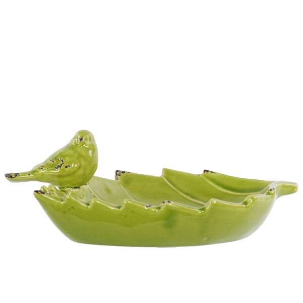 Shop Green Ceramic Bird Feeder Free Shipping Today Overstock