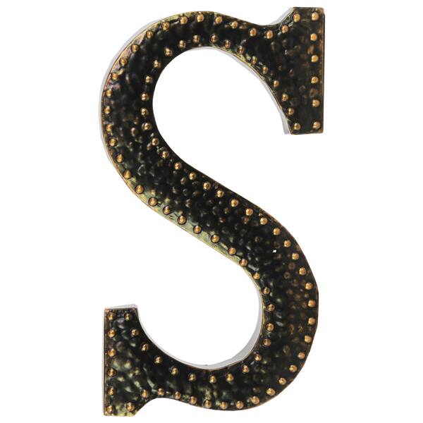 slide 1 of 2, Black Metal Letter S Wall Decor