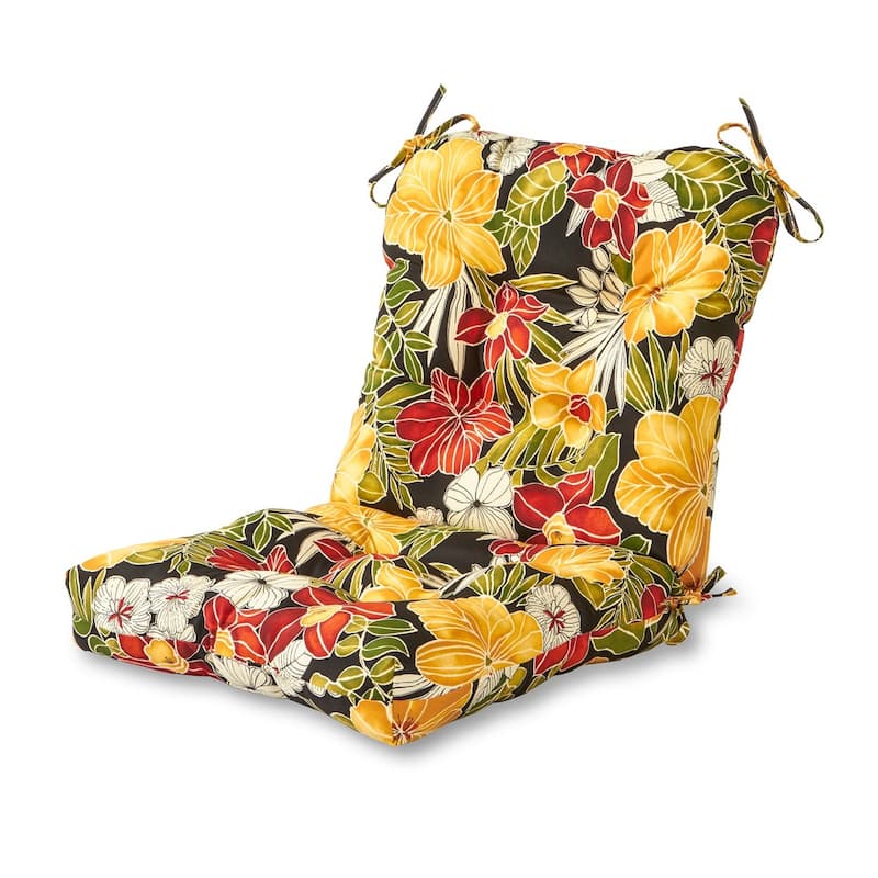 Aloha Floral 42 x 21-inch Outdoor Seat/Back Chair Cushion (Cushion Only) - Aloha Black