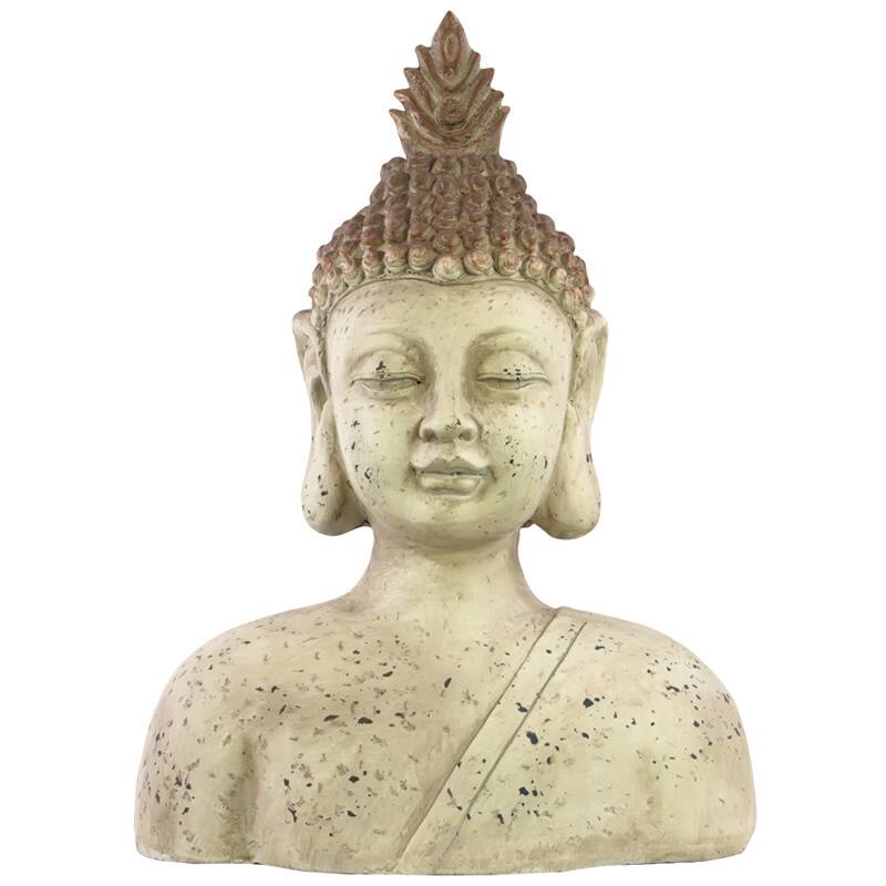 Bust Large Beige Fiberstone Buddha
