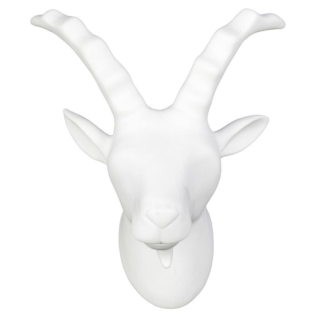 Matte White Porcelain Ibex Head Wall Mount
