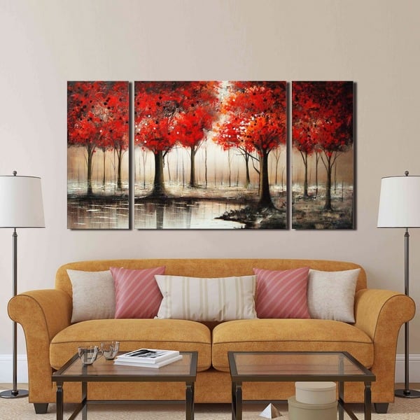 'Through The Trees' Hand Painted 3-piece Gallery-wrapped Art Set ...