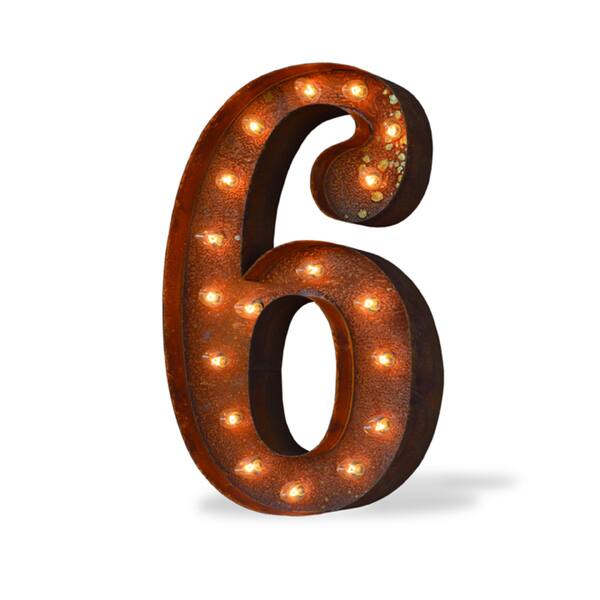 Indoor/ Outdoor Commercial Grade Rusted Steel Number '6' Iconic ...