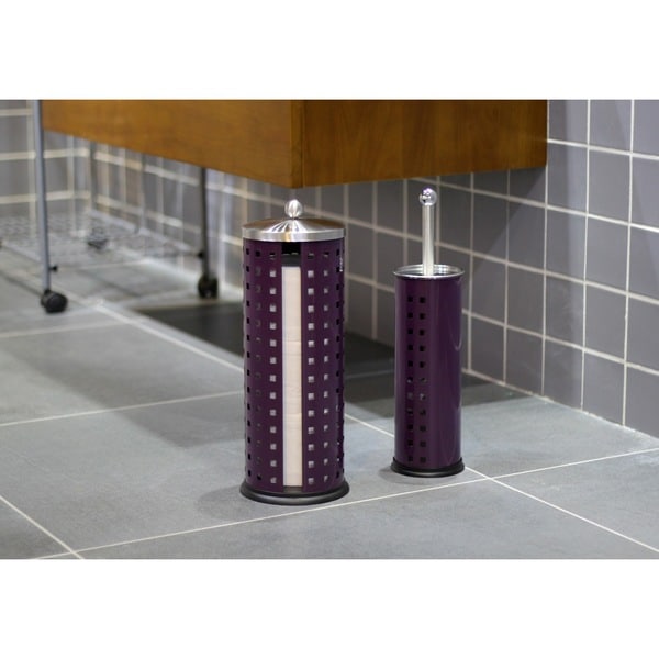purple toilet brush set