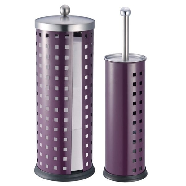 purple toilet brush set