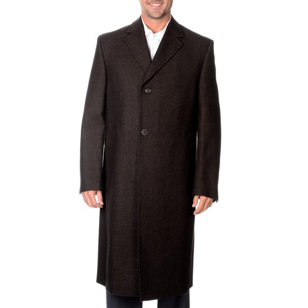 Linea Uomo Men's Brown Long Wool Overcoat - 16871892 - Overstock.com ...