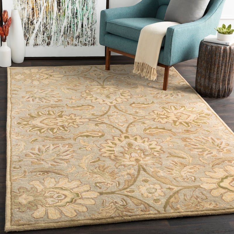 Handmade Tami Transitional Wool Area Rug - Olive - 4' x 6' - Runner/Rectangle