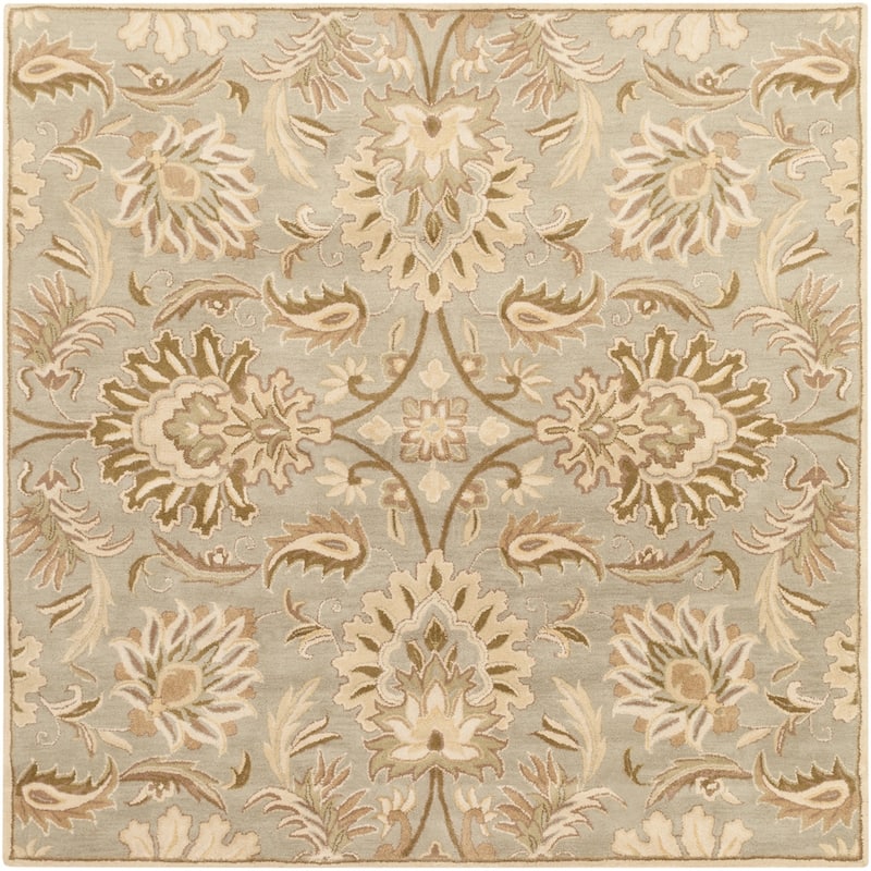 Handmade Tami Transitional Wool Area Rug - Olive - 6' Square - Square/Runner