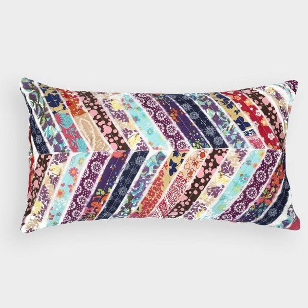 Shop Multicolor Patchwork Cotton Throw Pillow Free Shipping Today