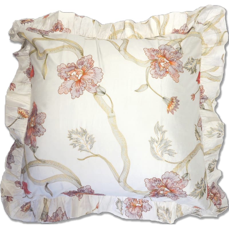 Floral White Silk Euro Sham - Off White - Bed Bath & Beyond - 9694857